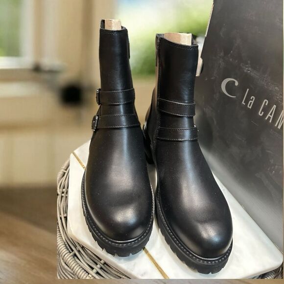 NEW 🔥 LA CANADIENNE Waterproof Booties Biker Moto Boot Black Leather Size 8 - Picture 5 of 16